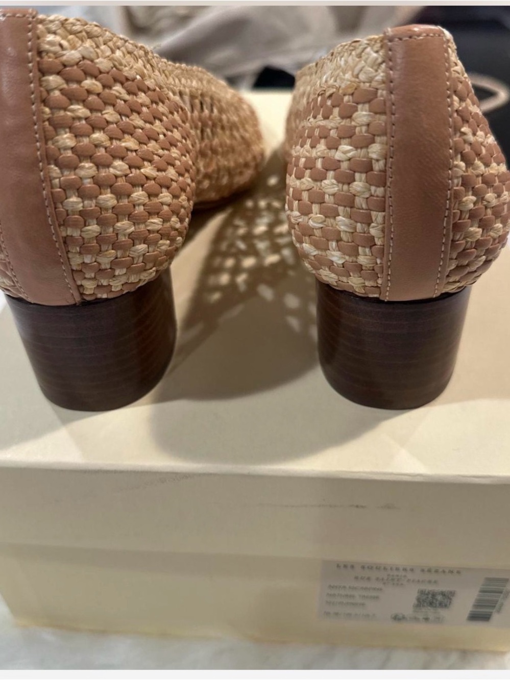 NWT Anya Sezane Woven Low Block Heel Pumps - Natural Tan - Picture 5 of 6